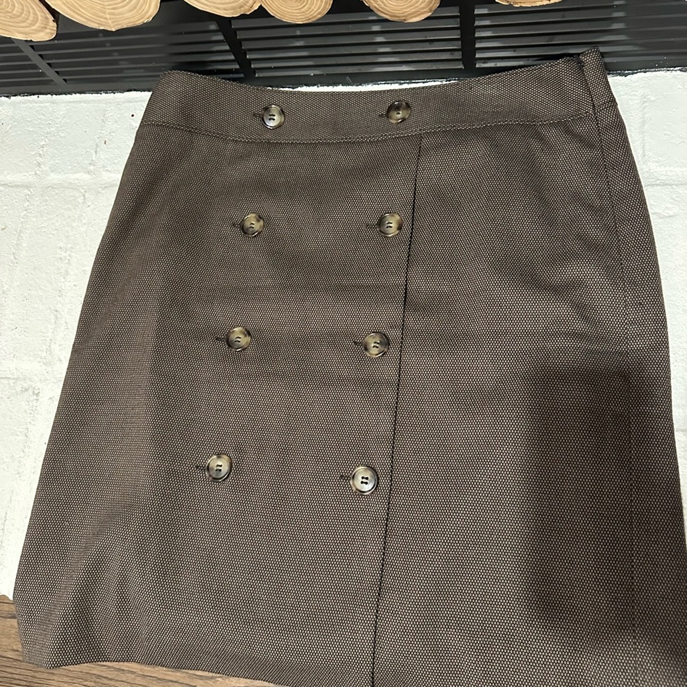 Ann Taylor Brown Double-Breasted Skirt